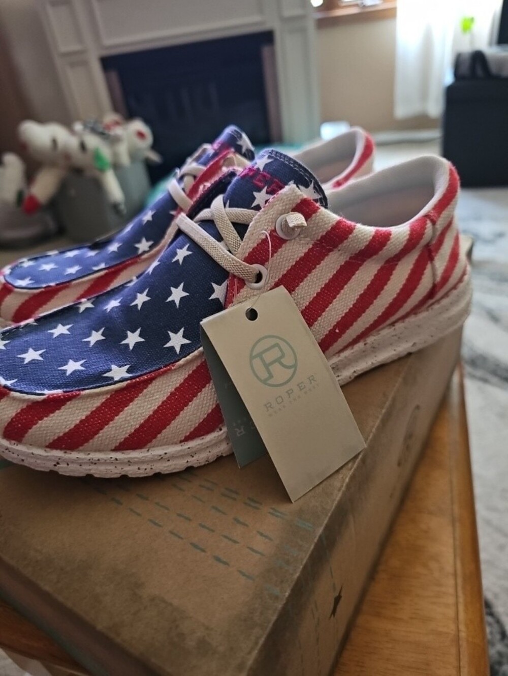 Roper Red, White & Blue Canvas Flag Slip-On Shoes